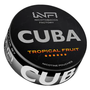 CUBA BLACK Tropical Fruit nicotine pouch can